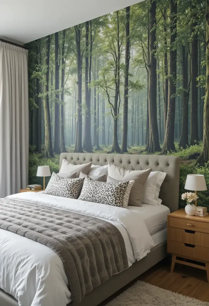 Nature wallpaper for relaxing bedroom