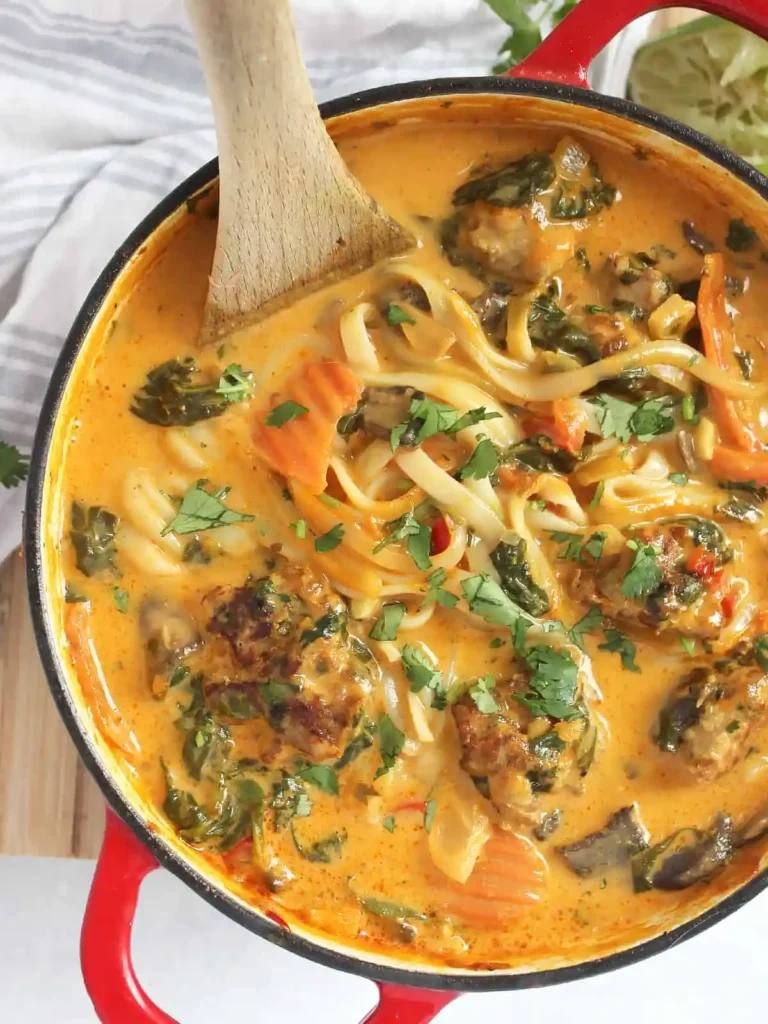 Thai Meatball Soup with Rice Noodles