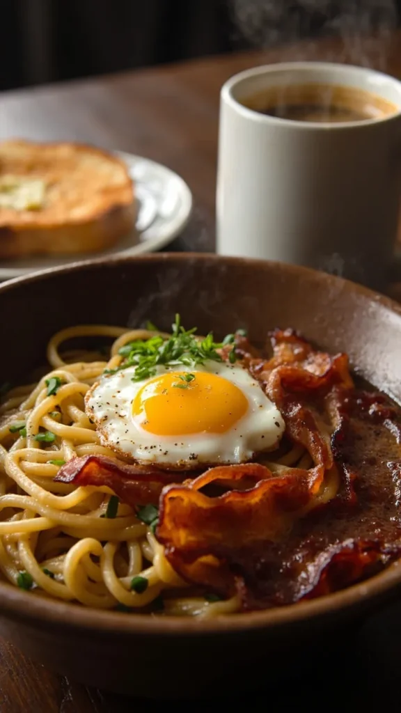 Breakfast Ramen with Bacon and Egg