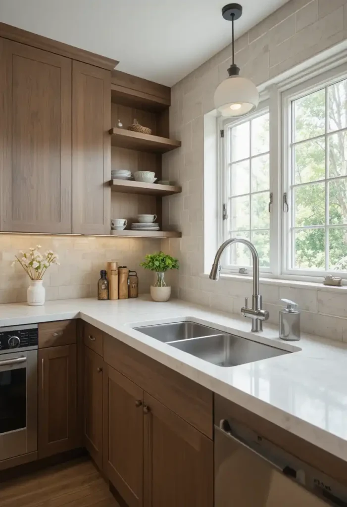 Stainless steel kitchen sink in a durable everyday kitchen design