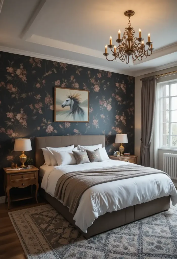 Dark wallpaper bedroom cozy retreat