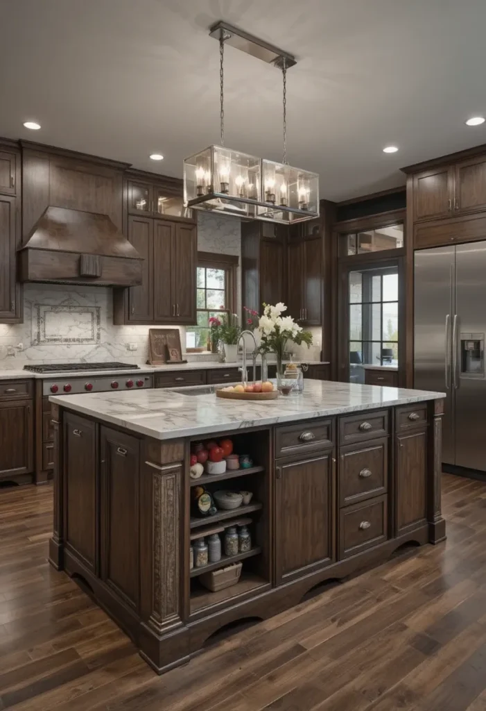 Modern kitchen island with built-in storage solutions