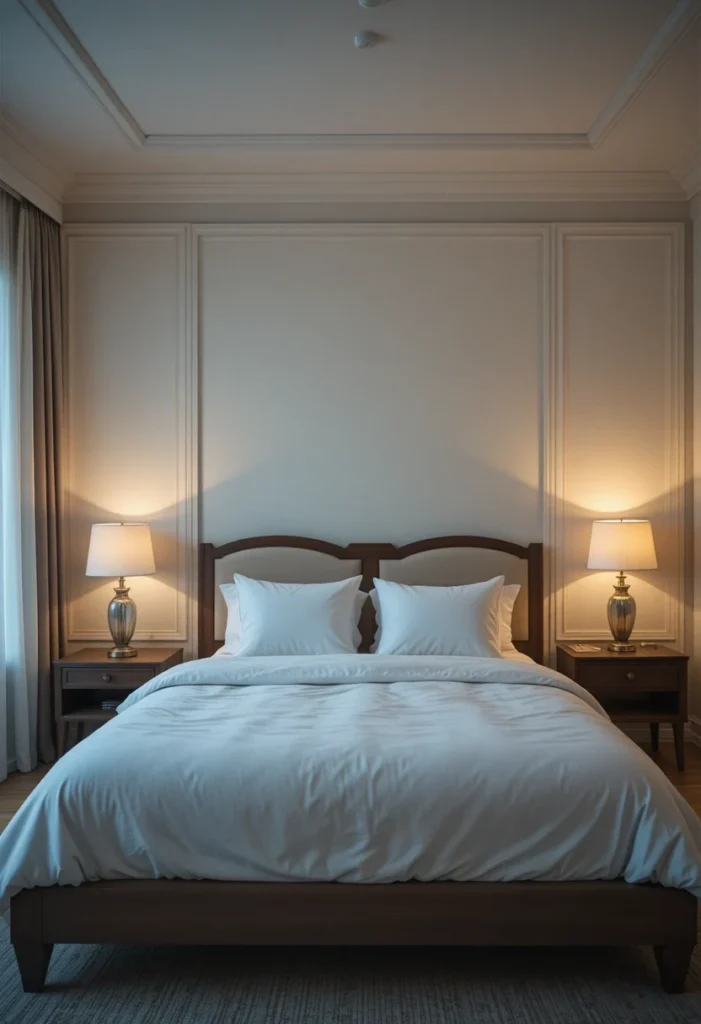 Warm lighting creating a relaxing master bedroom