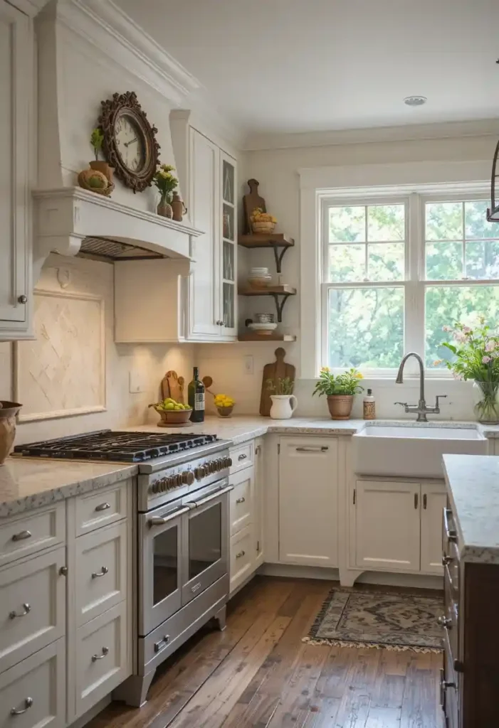 Farmhouse kitchen featuring bead board backsplash