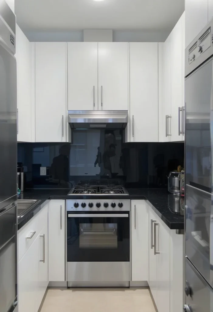 Small black and white countertops kitchen