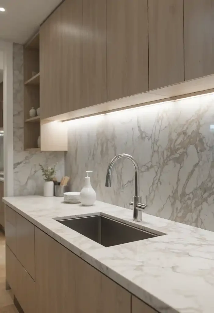 Undermount kitchen sink with a clean and seamless countertop look