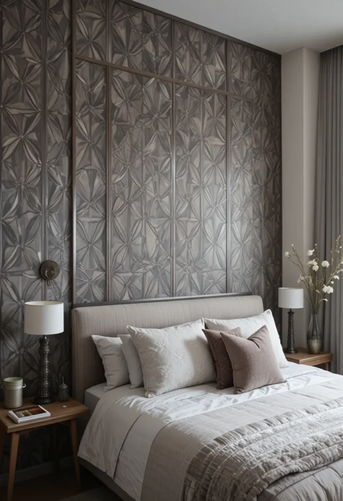Geometric wallpaper for modern bedroom