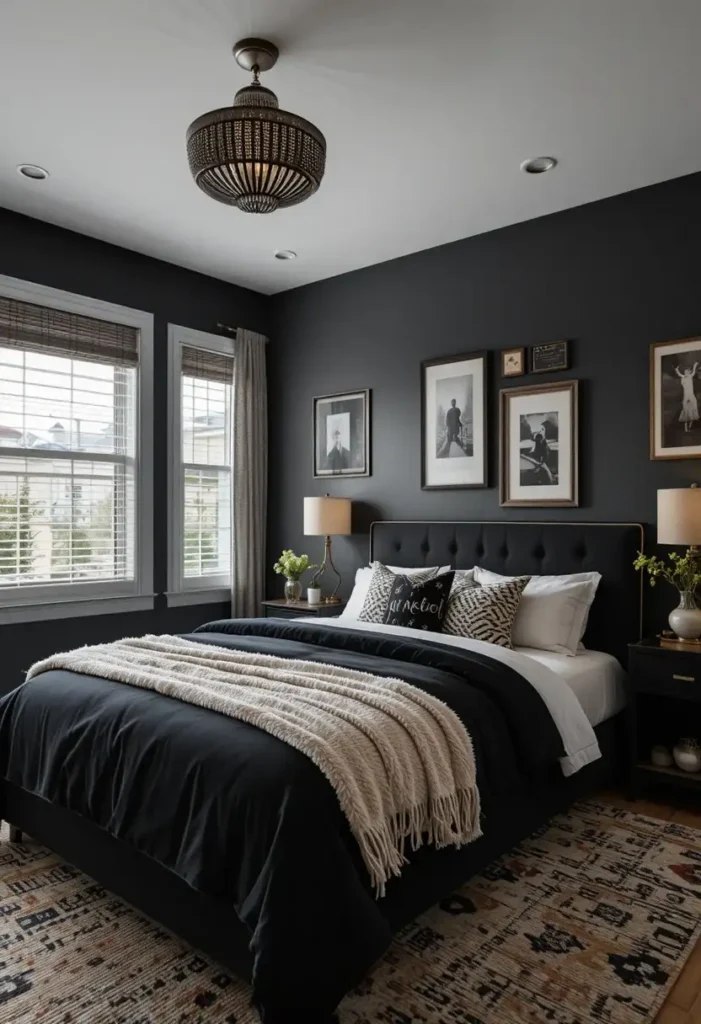 Personalized black bedroom designed for everyday comfort