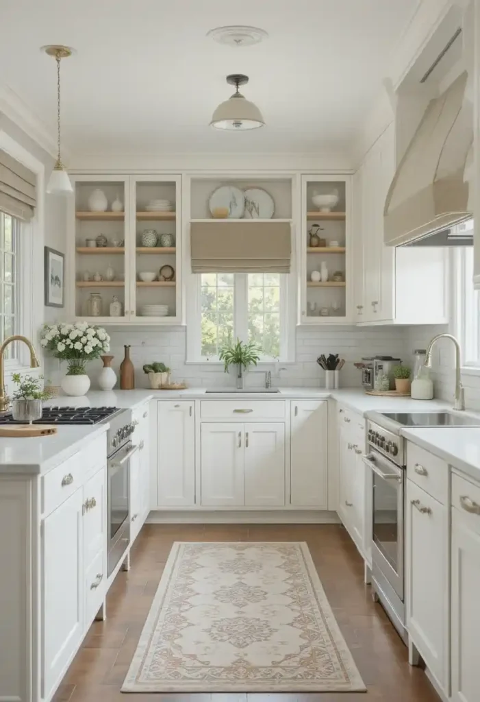 White kitchen with soft color accents