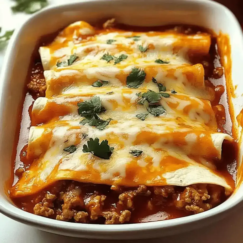 Ground Beef Enchiladas with Red Sauce look