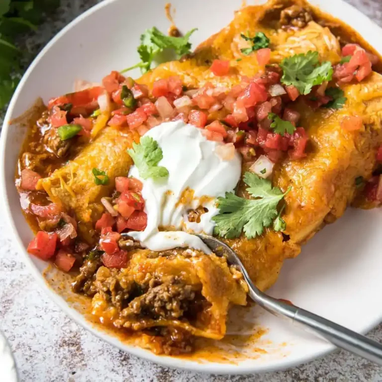 Ground Beef Enchiladas with Red Sauce