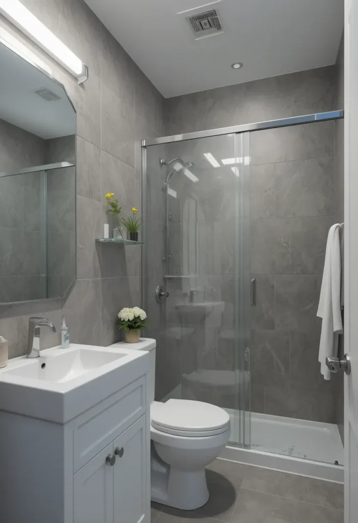 Eco-friendly faucets and fixtures in a stylish bathroom.