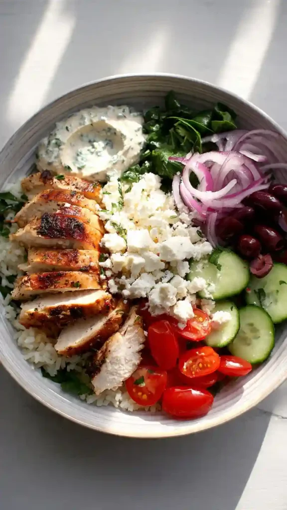 Healthy Greek Chicken & Rice Bowl