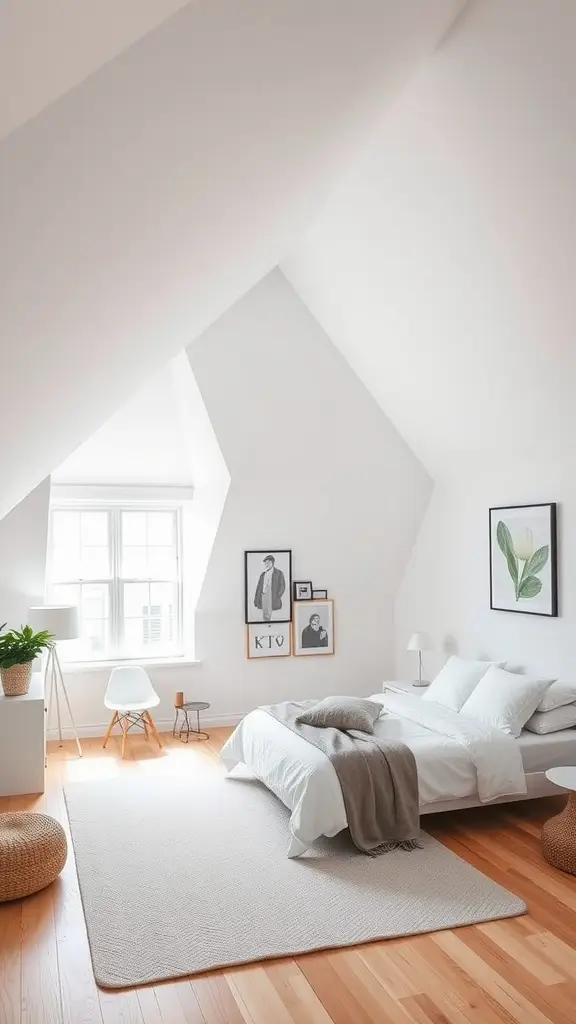 Minimalist attic bedroom design maximizing small sloped spaces