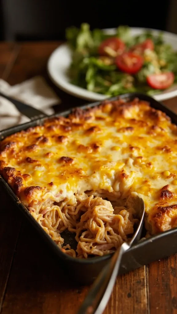 Cheesy Baked Ramen Casserole recipe look
