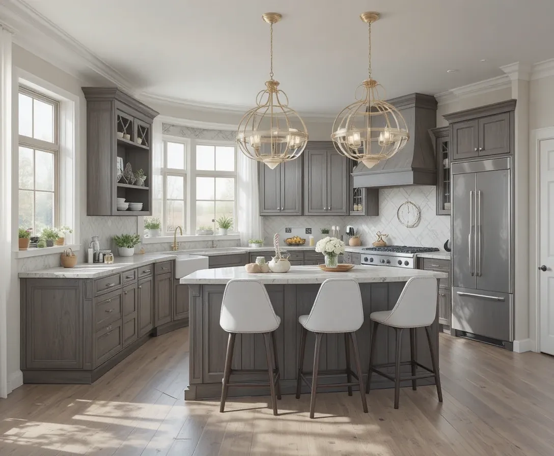 L-Shaped Kitchen with Island look beautiful look