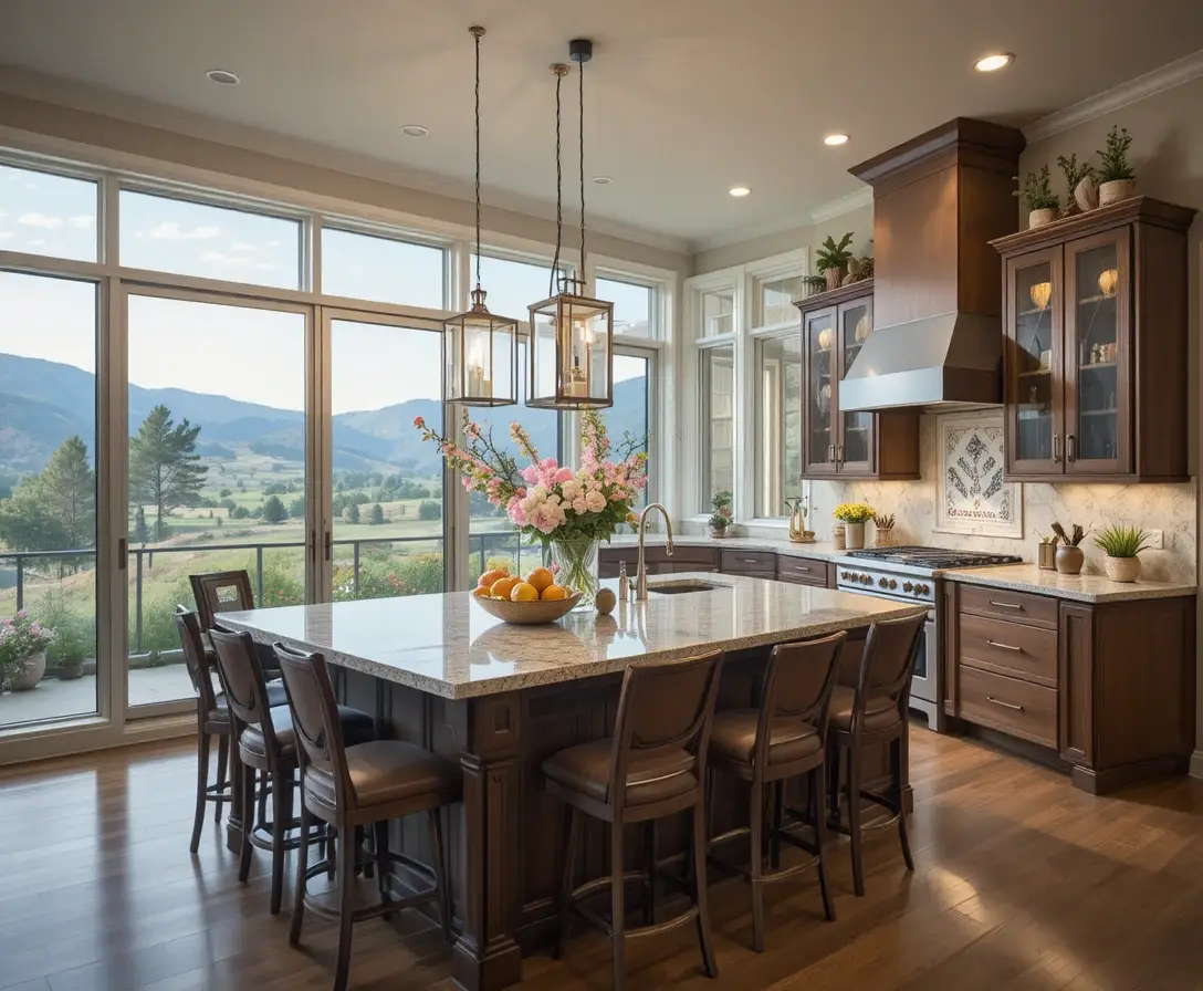 U-Shaped Kitchen with Island look beautiful view