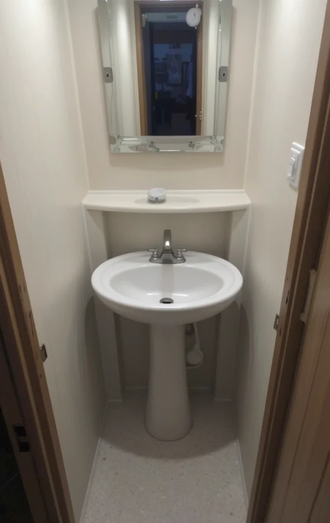 Compact bathroom sink designed for small spaces.