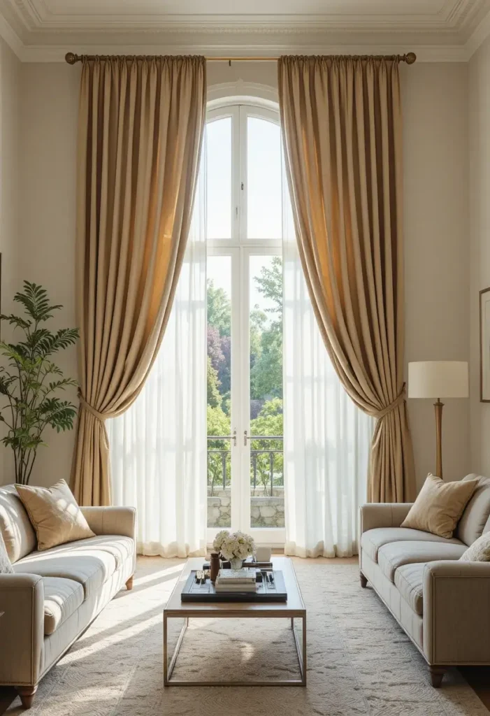 Living room curtain placement