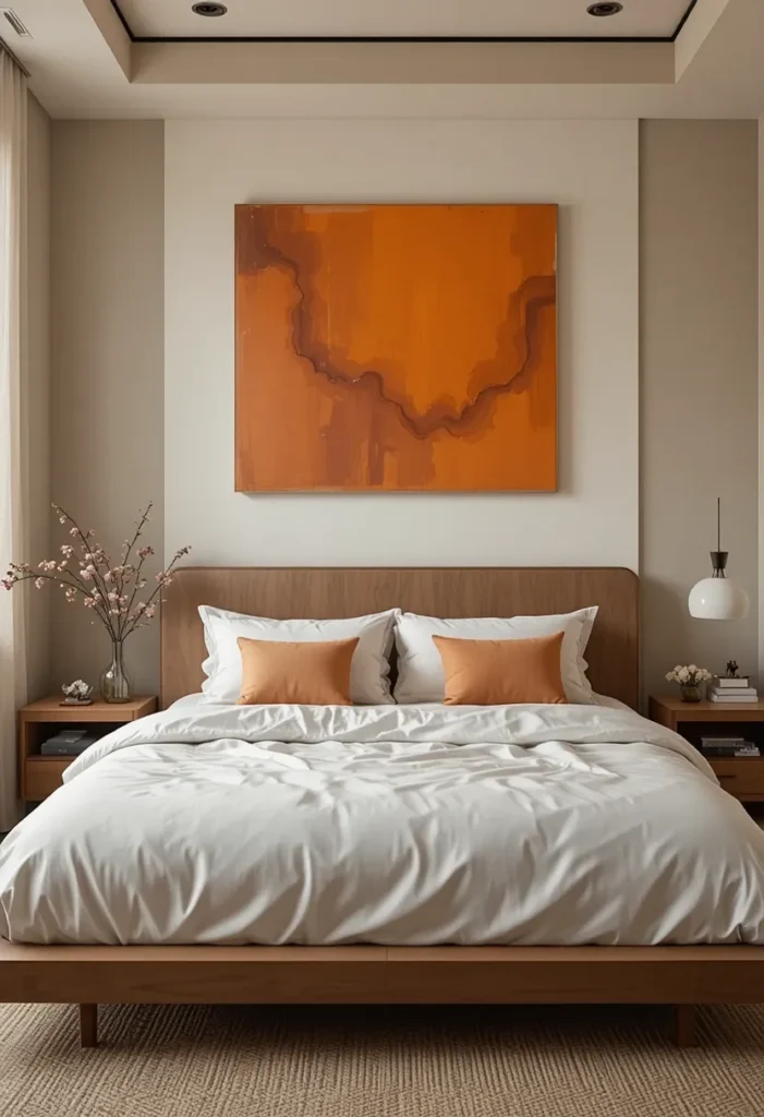 Orange artwork bedroom decor ideas