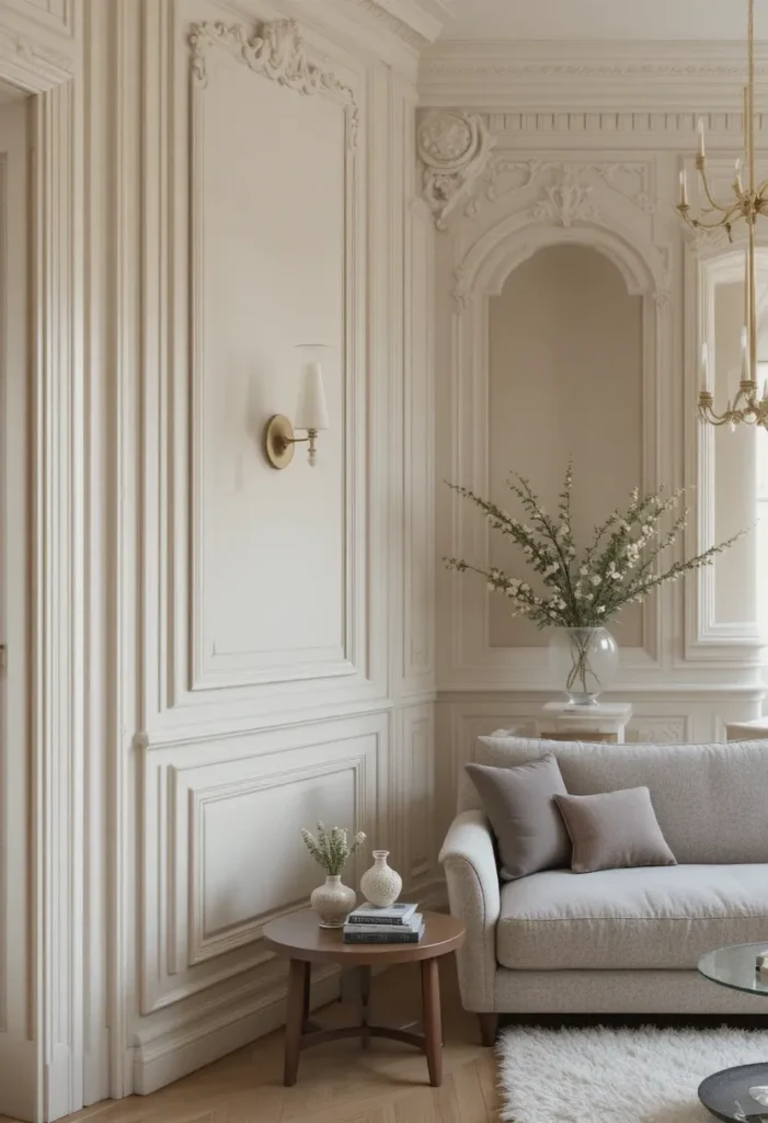 Wall molding detail in living room