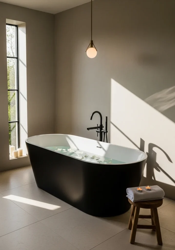 Black freestanding tub