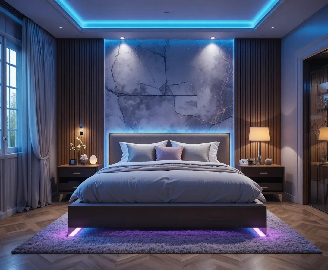 beautiful LED Lights Bedroom look