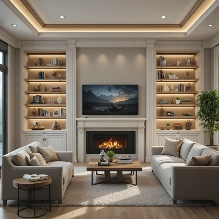 Built-in shelves living room beautiful view look