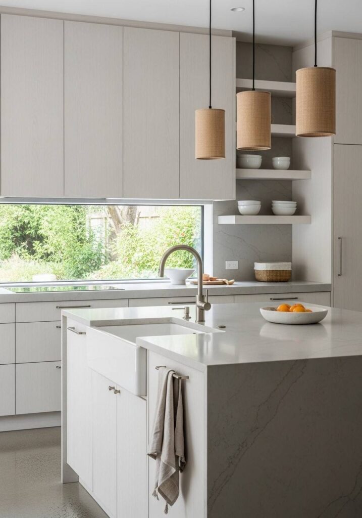 Modern organic white oak kitchen.