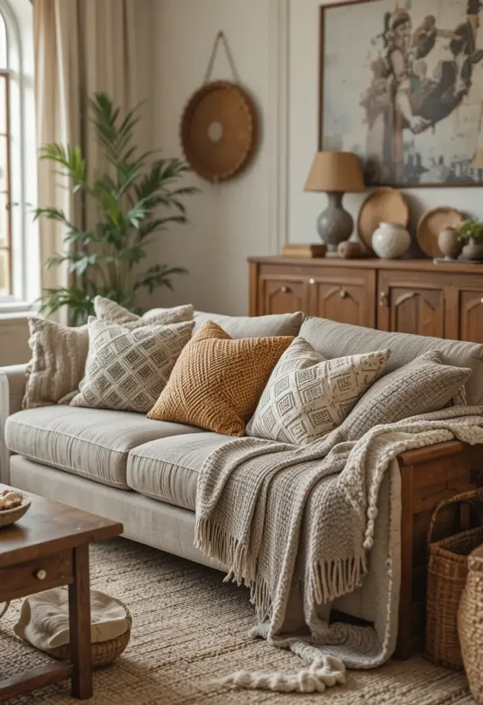 Textured living room decor