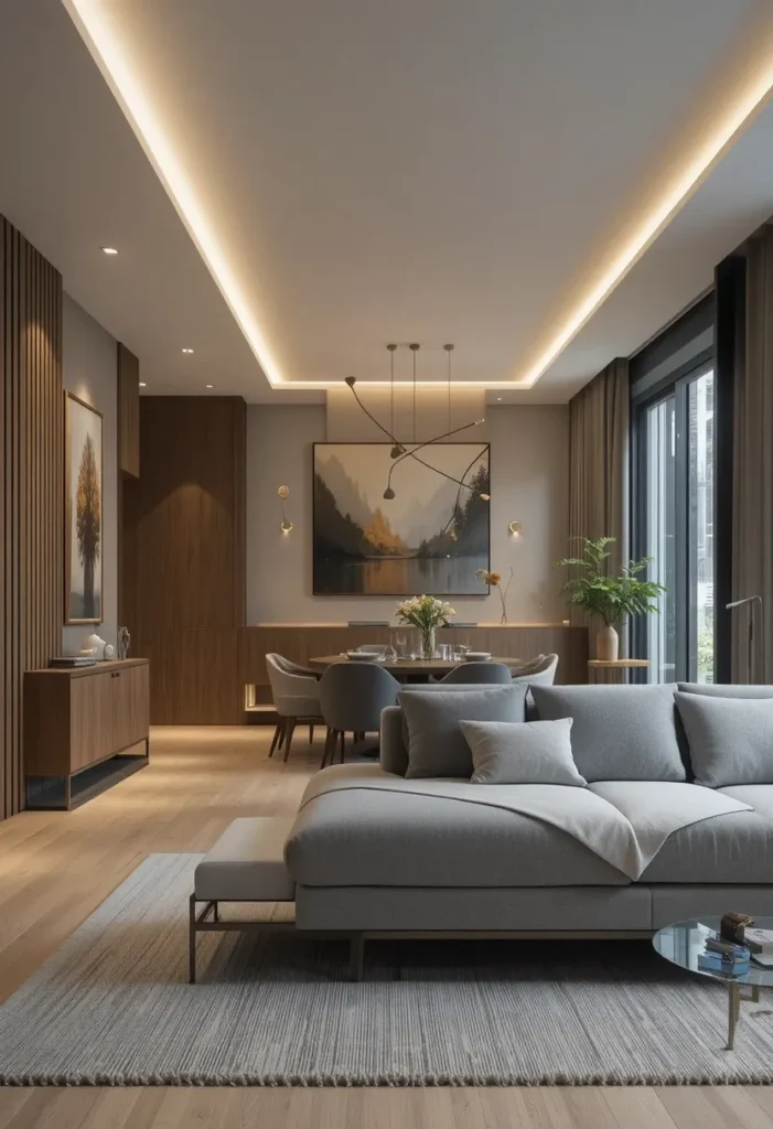 Furniture pulled slightly inward