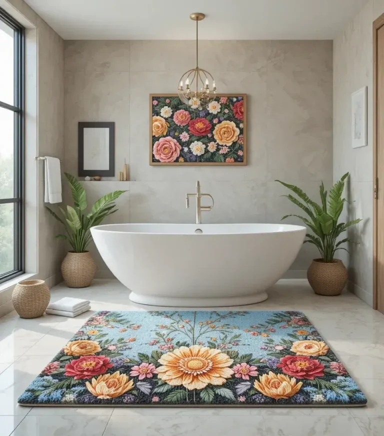 Bathroom rug beautiful look view