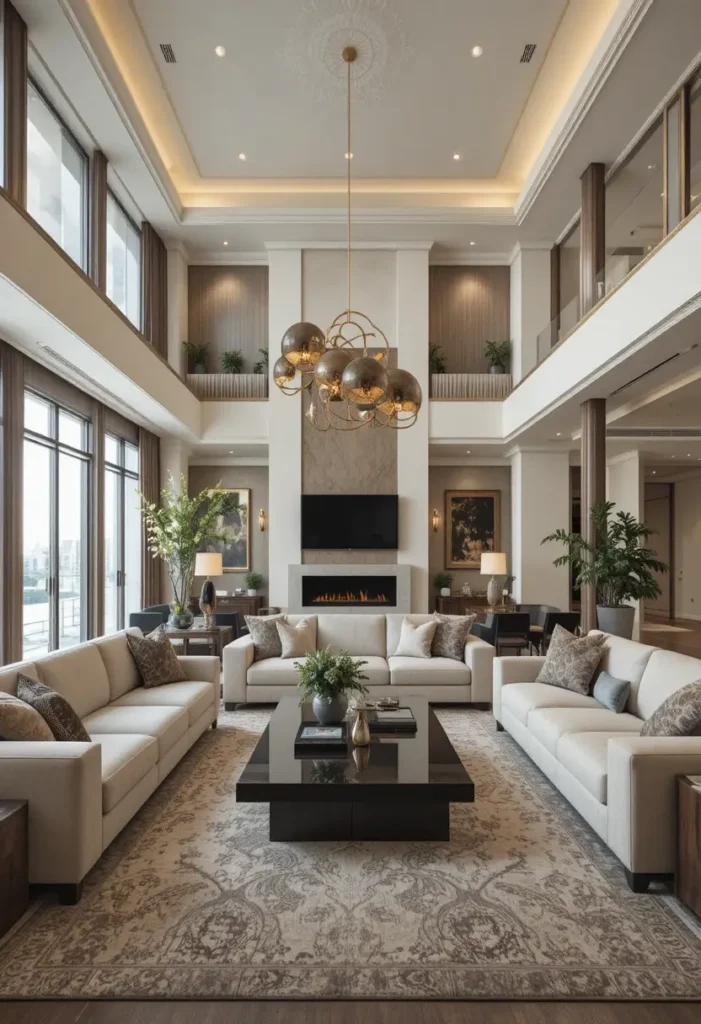 Luxury living room layout flow