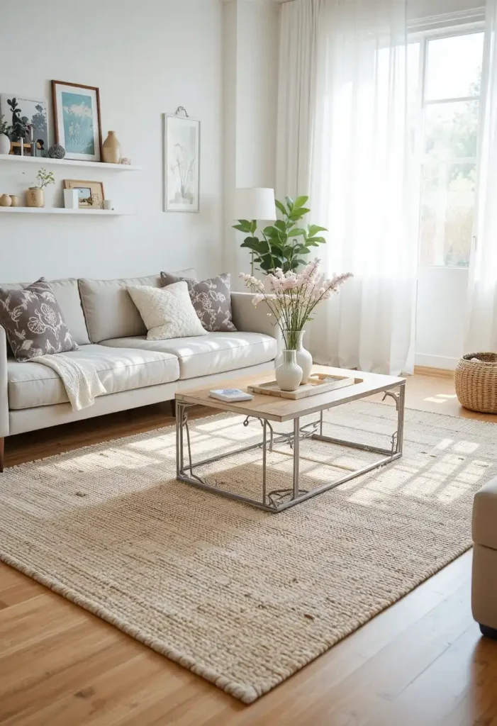 Flatweave rug ideal for easy maintenance in living room