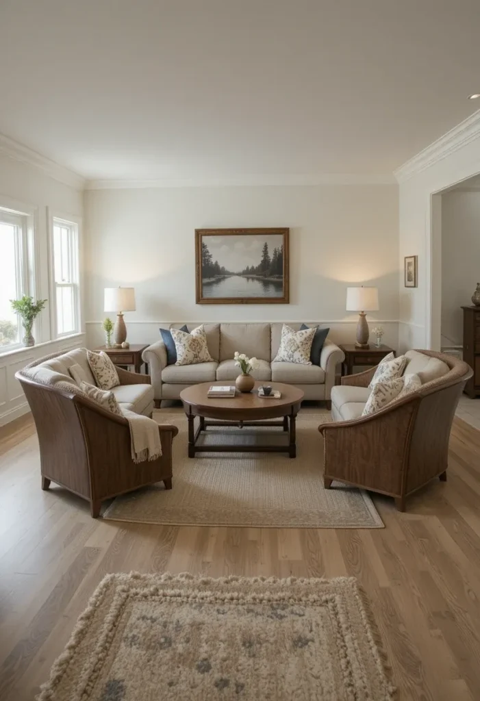 Balanced living room furniture layout