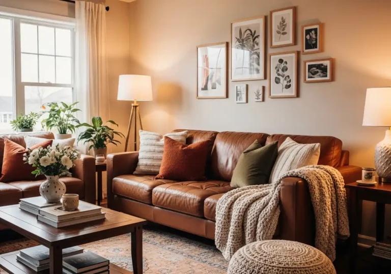 brown couch living room beautiful look