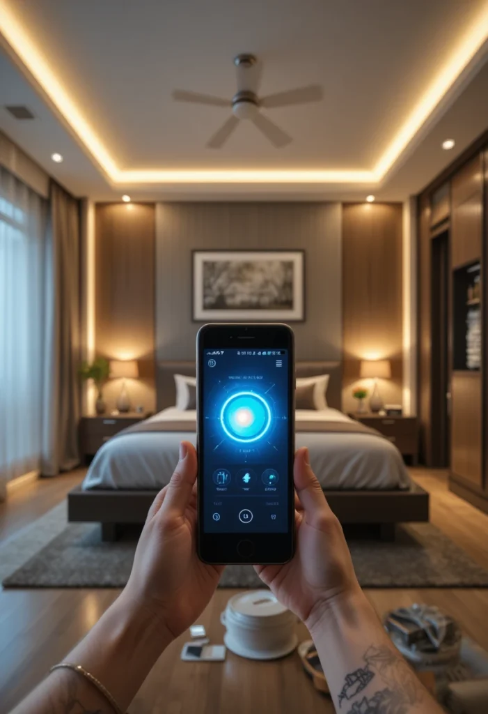 Smart LED bedroom lights controlled using a mobile app