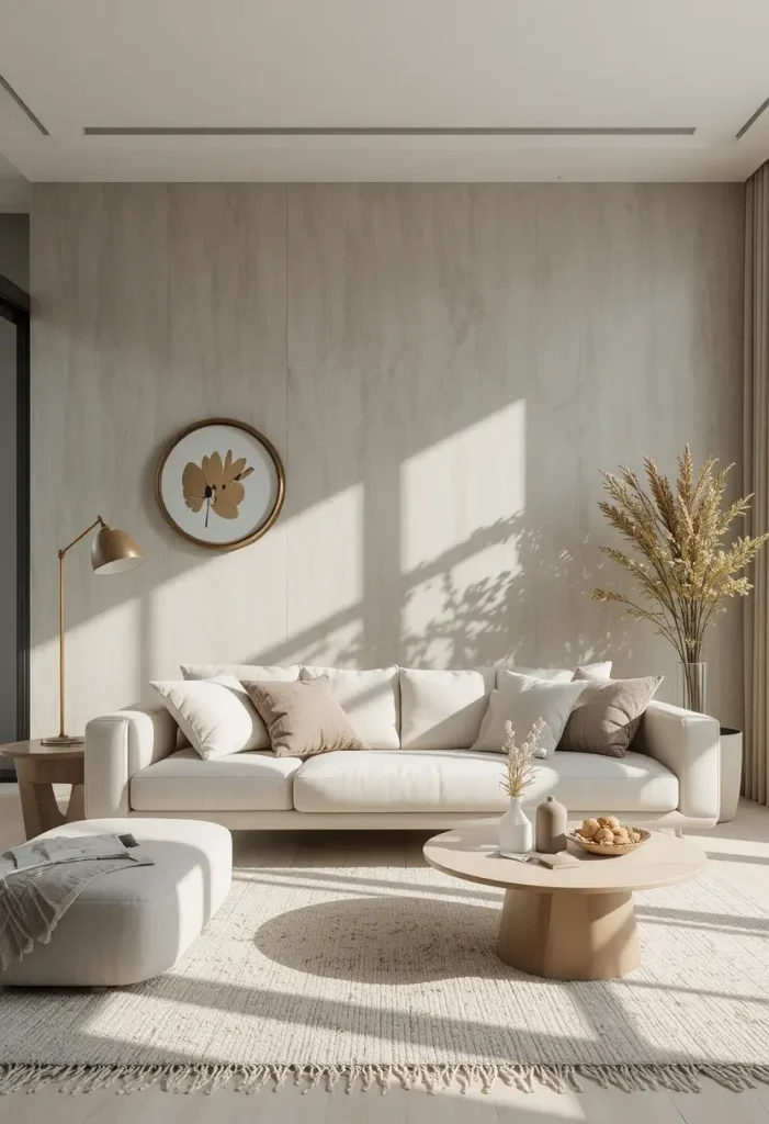 Living room with textured plaster limewash accent wall