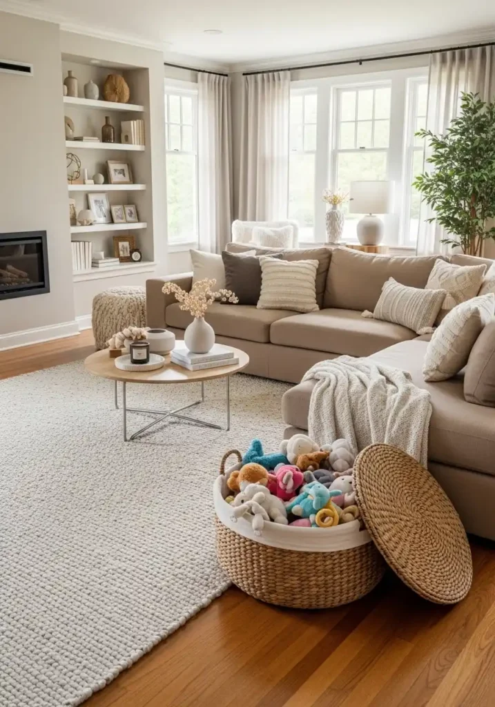 Covered basket for large toys