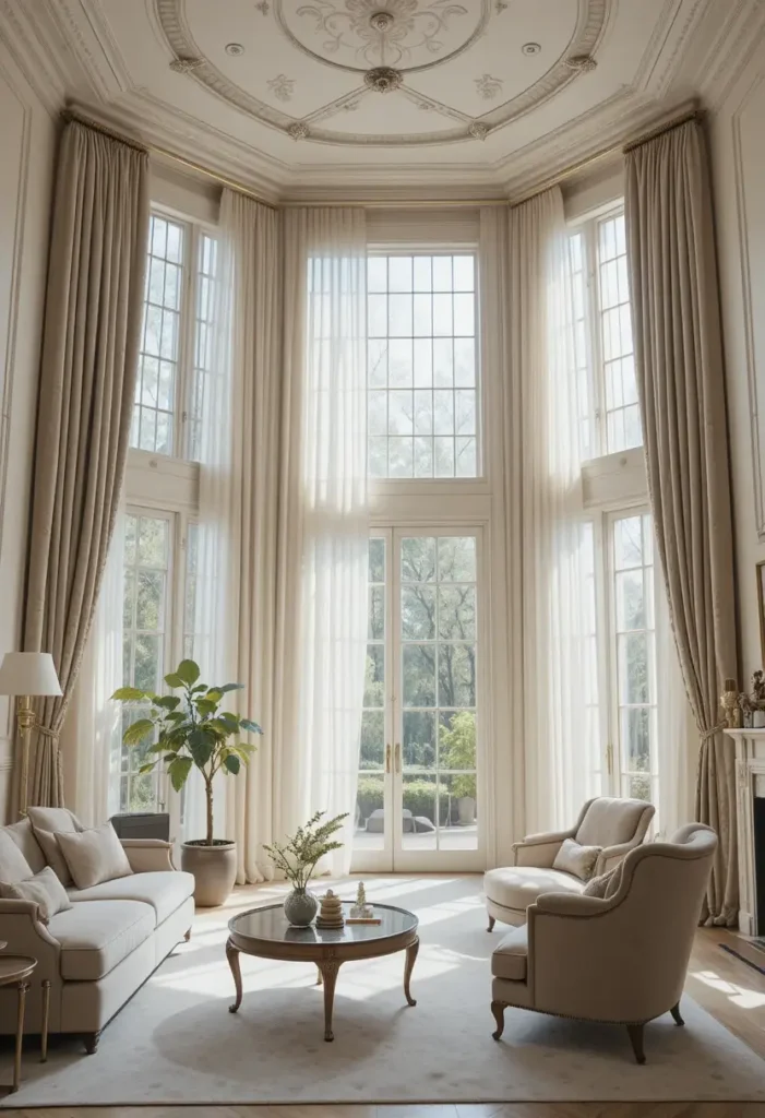 Tall curtains for luxury effect
