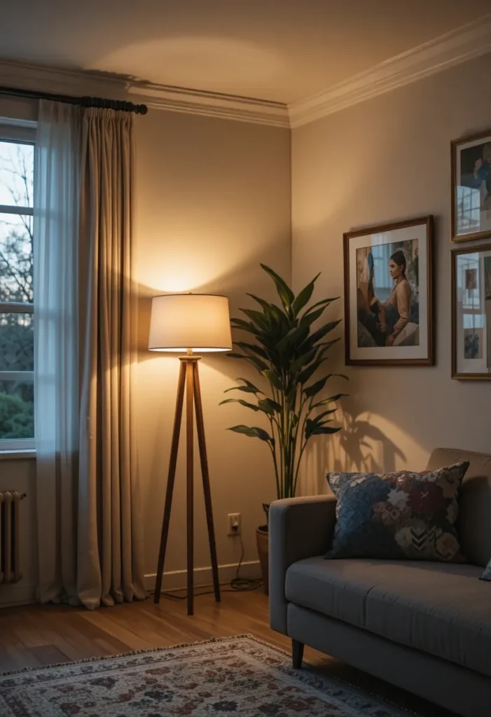 Layered lighting in living room