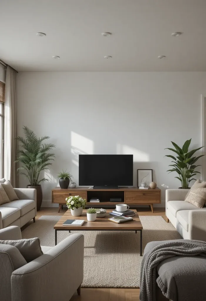 Living room set up for daily family use