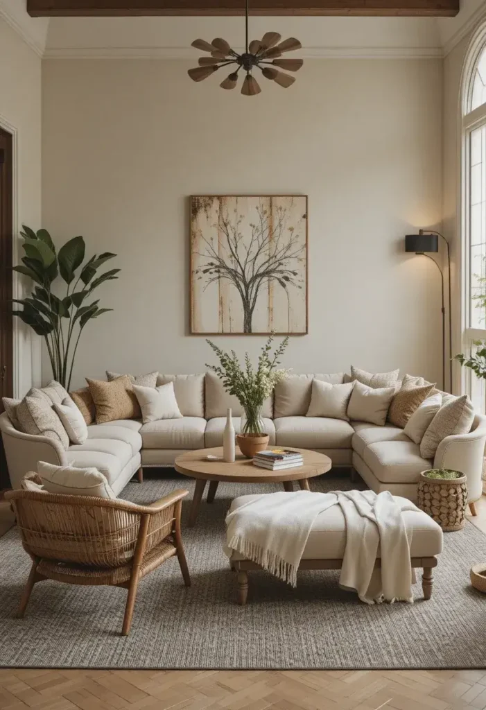 “Comfortable sofas and seating arranged in a cozy living room.