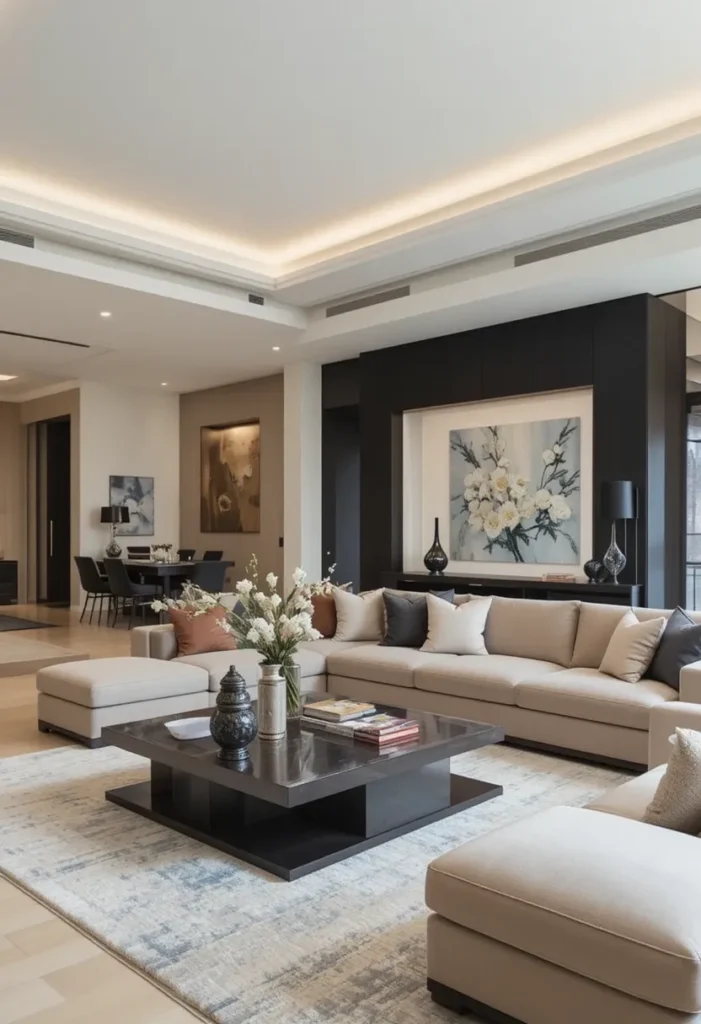 Balanced sofa and coffee table in living room