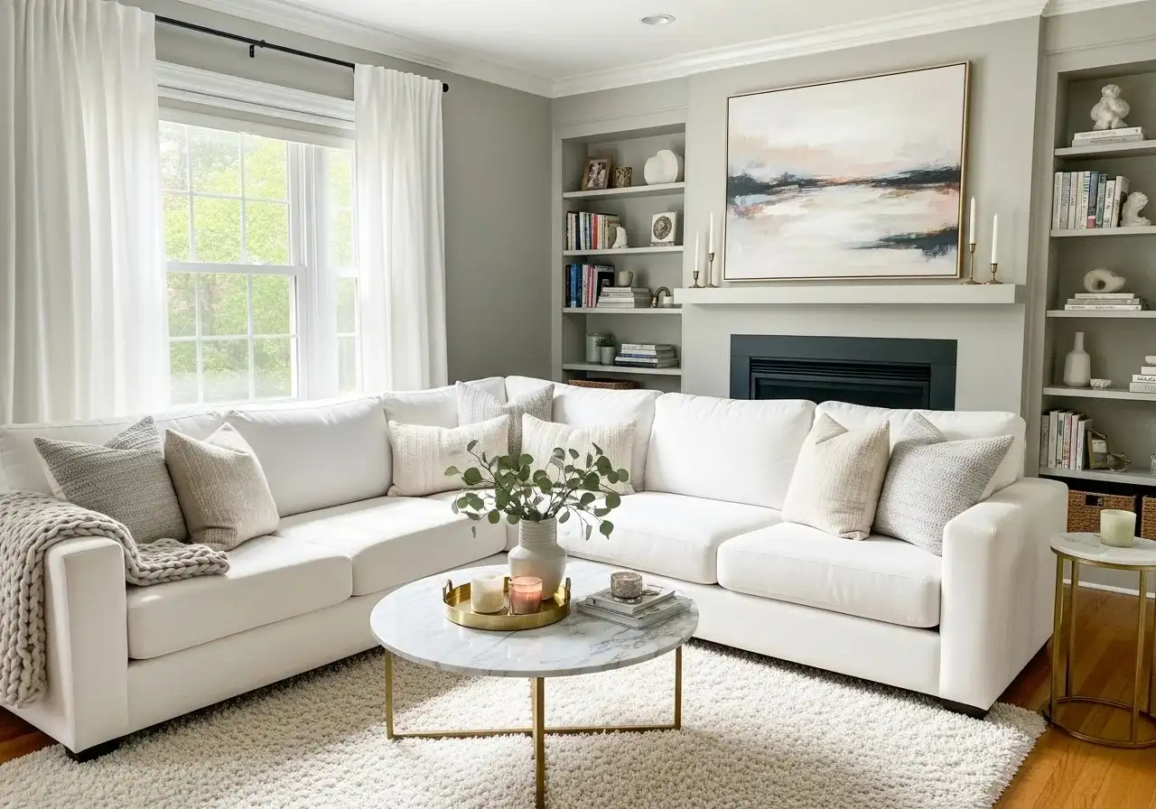 white couch living room beautiful look