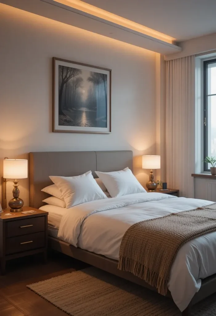 Orange bedroom lighting ideas with warm lamps