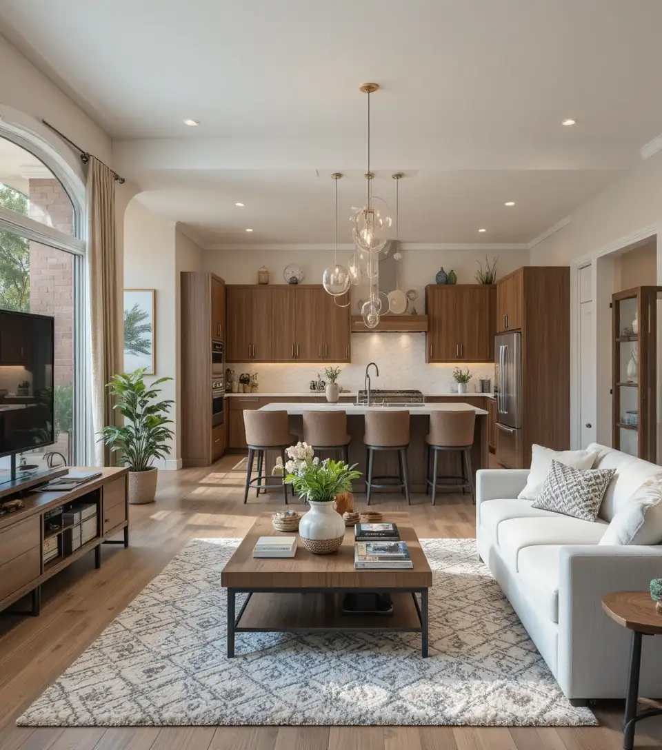 Living Room Kitchen Open Concept view look
