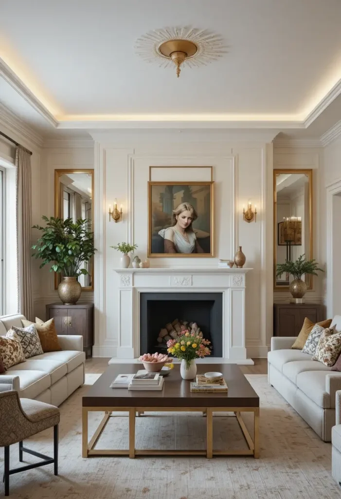 Metallic accents in living room