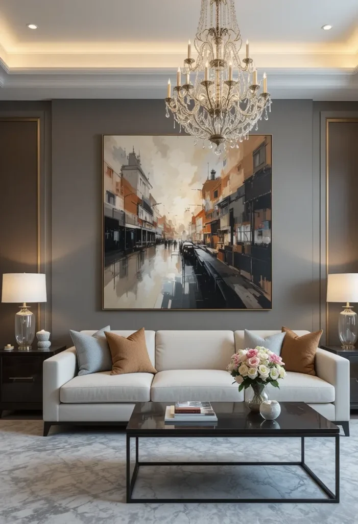 Statement artwork in living room