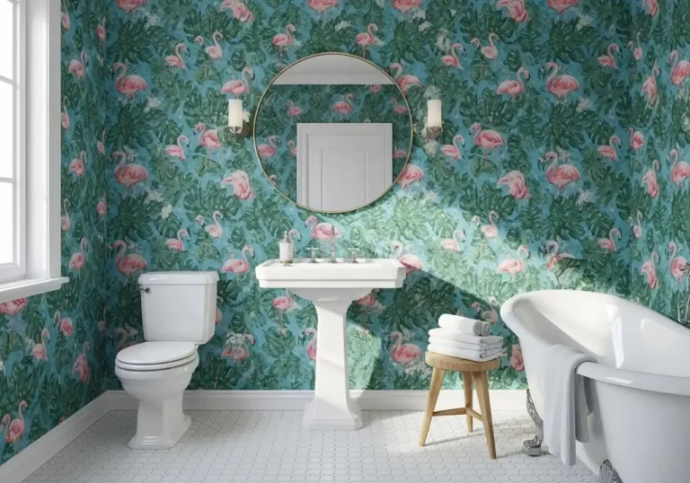 Full view of Bathroom wallpaper look